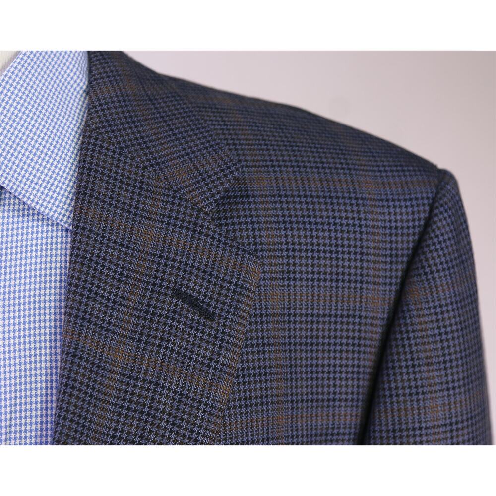 Hickey Freeman Custom Blazer Blue Black Brown 2-Btn Sportcoat Jacket 44L - Picture 4 of 8